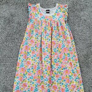 Tea Collection flutter sleeve pocket front floral print dress size 6 girls